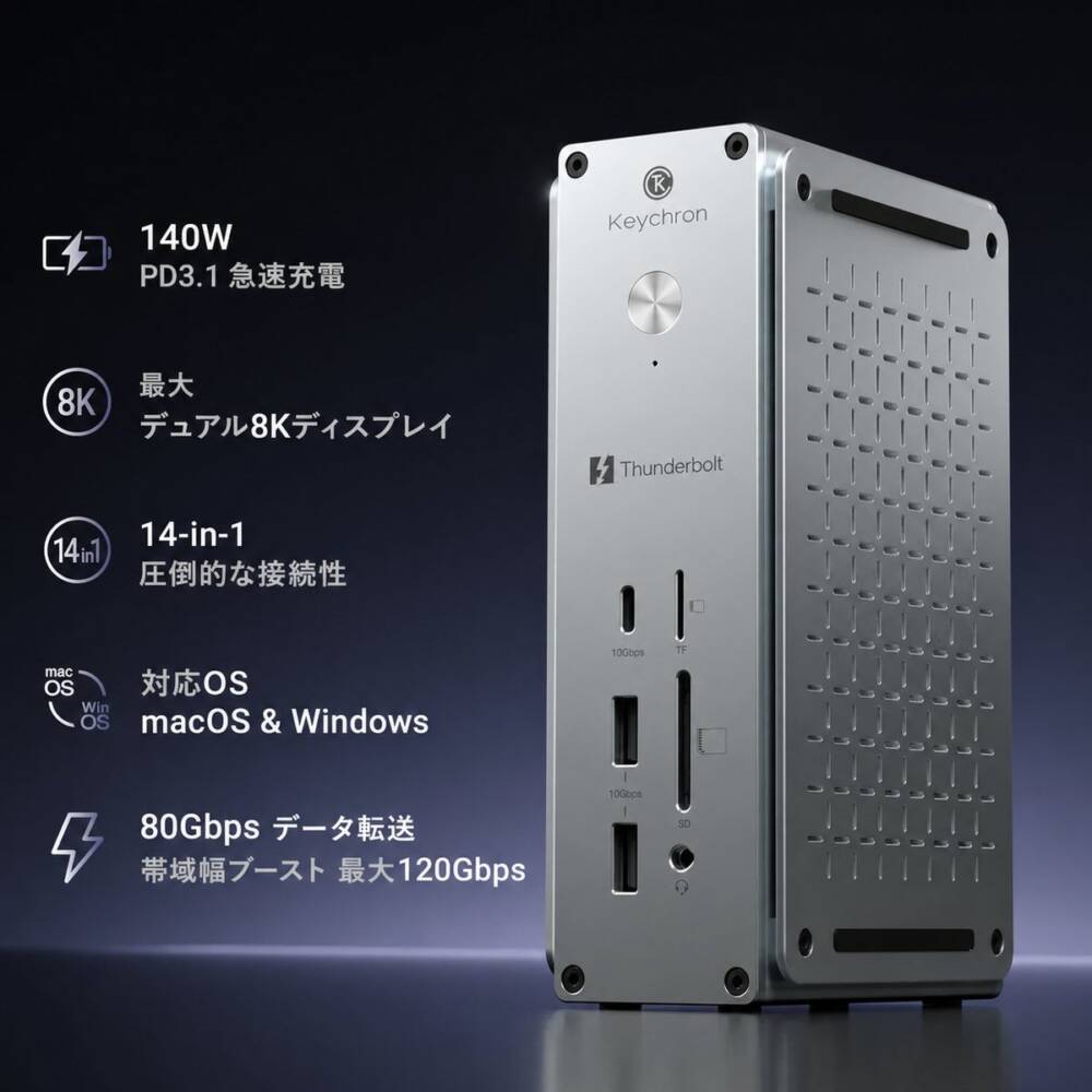 Keychron Thunderbolt 5 Dockが国内販売へ｜14ポート搭載、価格は61,930円