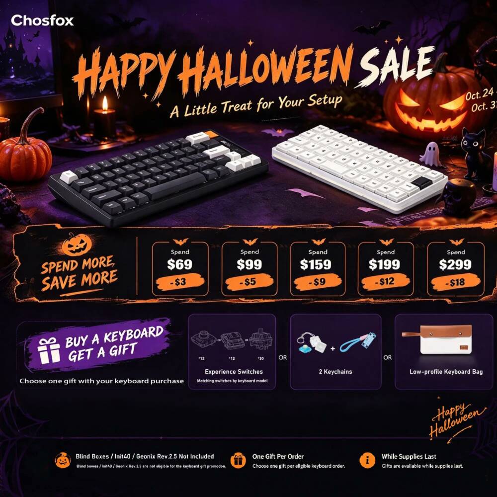 Chosfoxがハロウィーンセール開始｜購入額に応じた割引とキーボード購入特典を用意