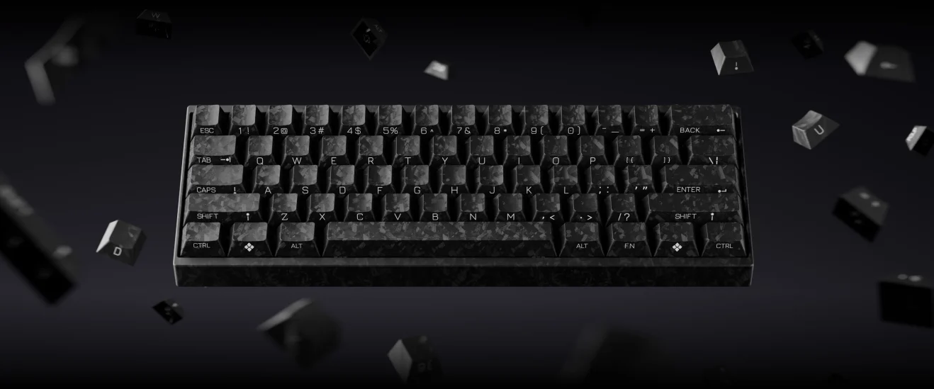 Keychron「Carbon 60 HE 8K」が登場｜筐体・キーキャップ・プレートにカーボン複合材を採用